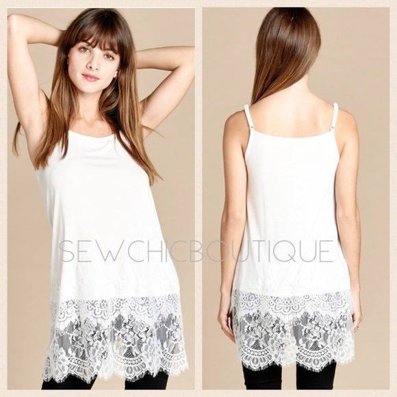 White Lace Hem Layering Tank Top Extender - Picture 1 of 4